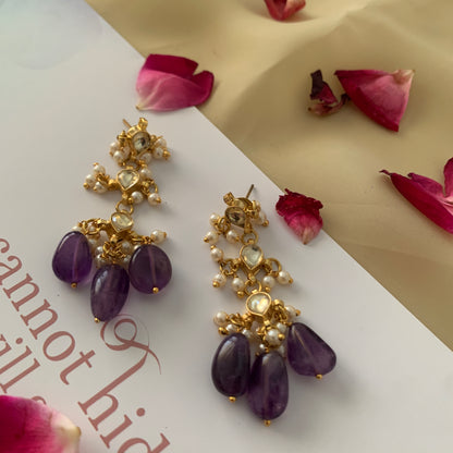 Purple Kundan Earrings