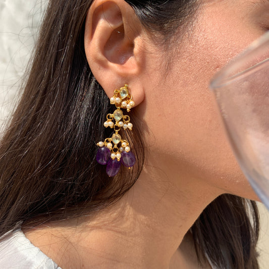 Purple Kundan Earrings