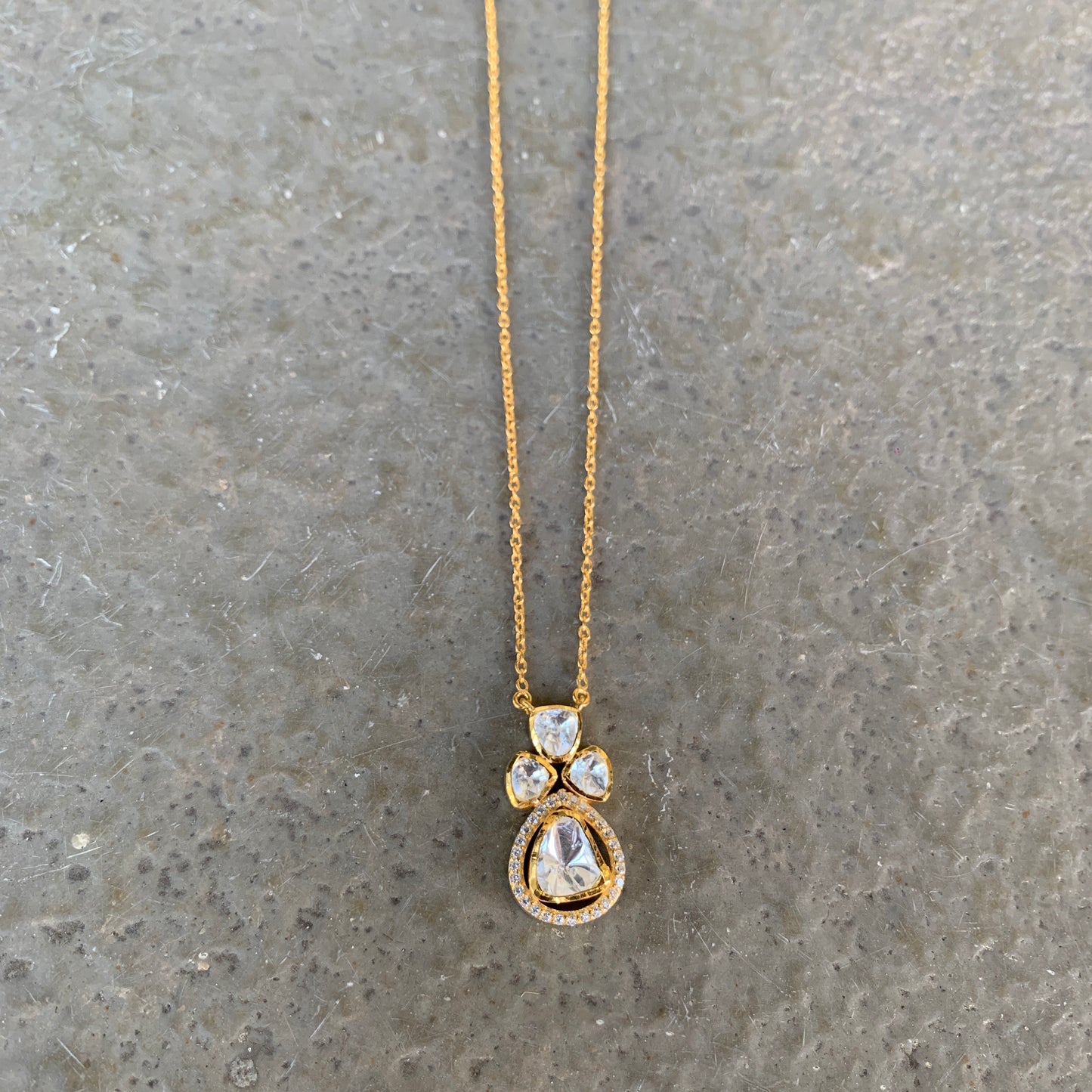Triangle Polki Pendent Set