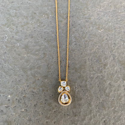Triangle Polki Pendent Set
