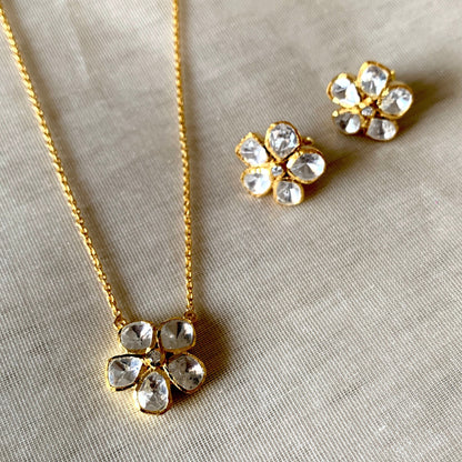 Floral Polki Pendant Set