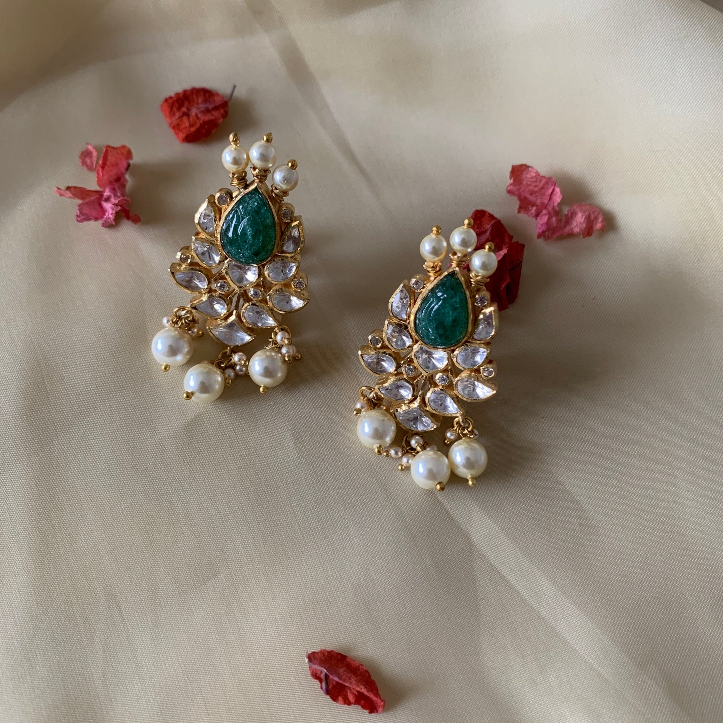 Malika Polki Pearl Earrings