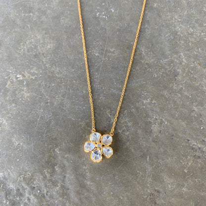 Floral Polki Pendant Set With Ring