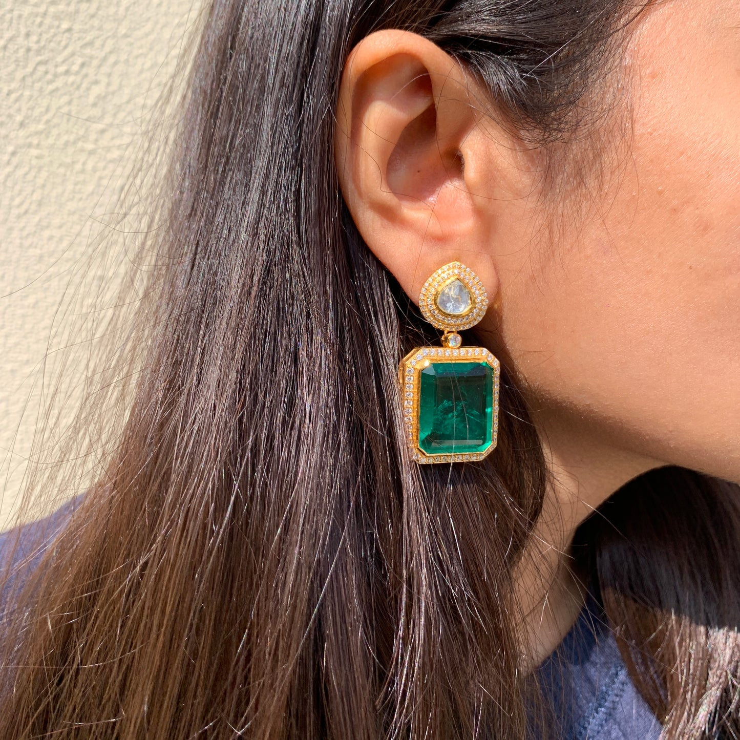 Emerald Polki Earrings