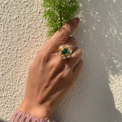 Emerald Floral Ring