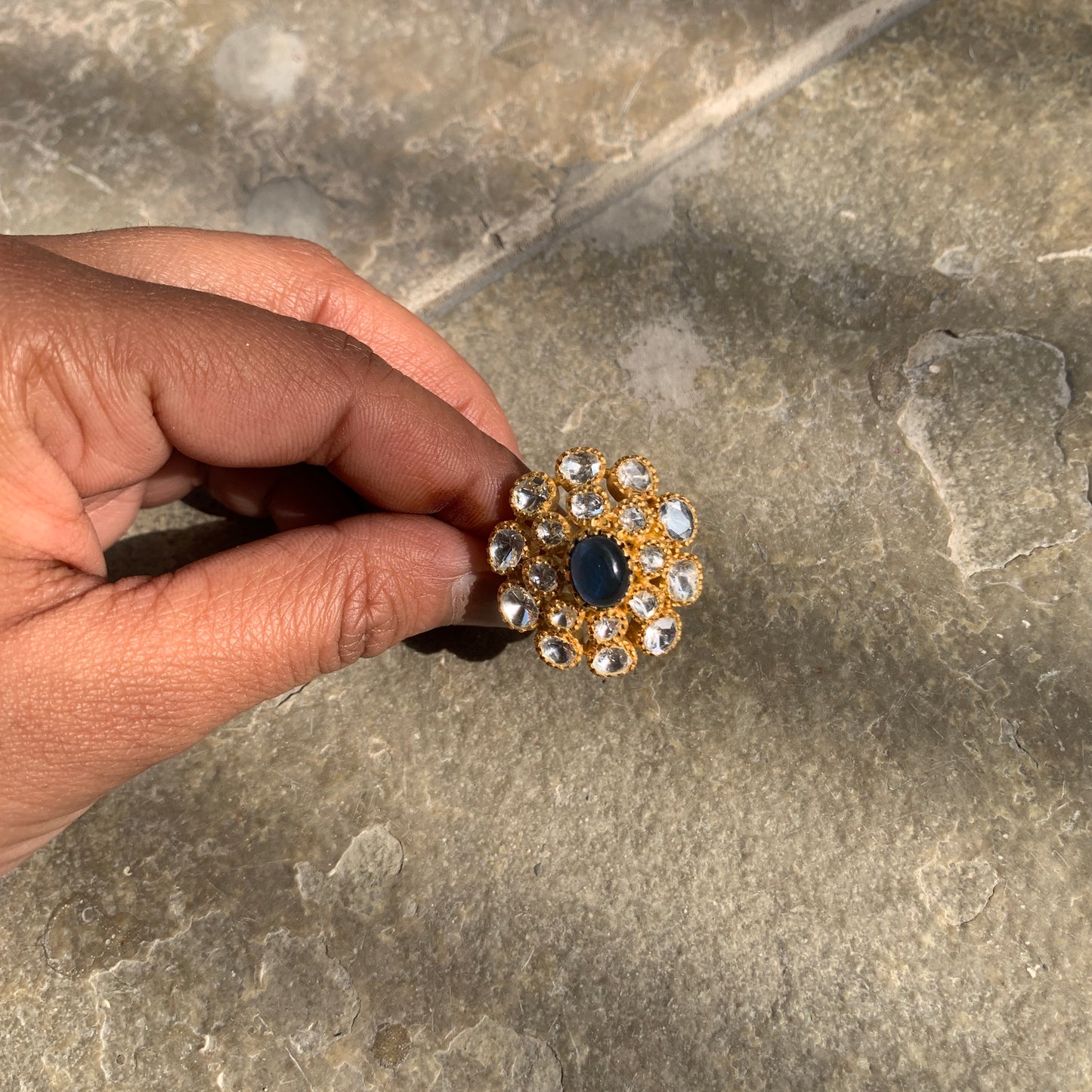 Blue Carved Ring