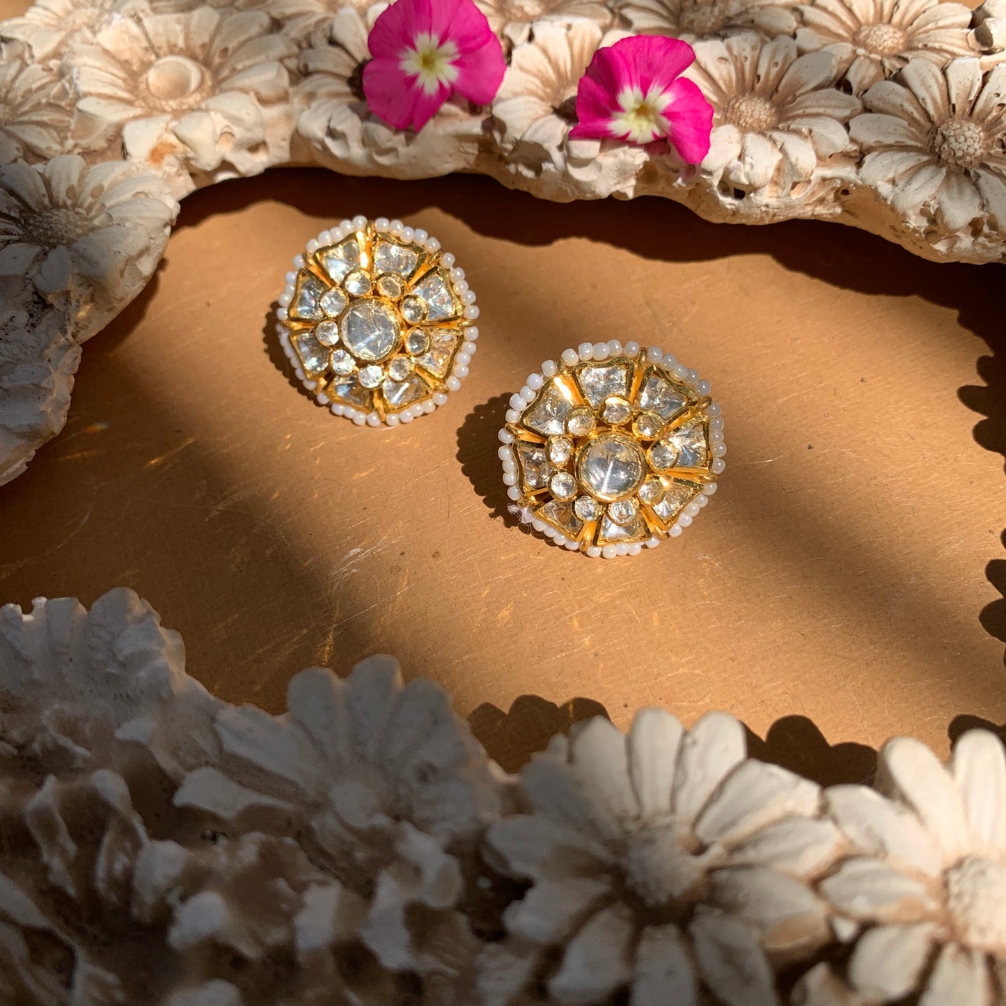 Pearl Polki Studs