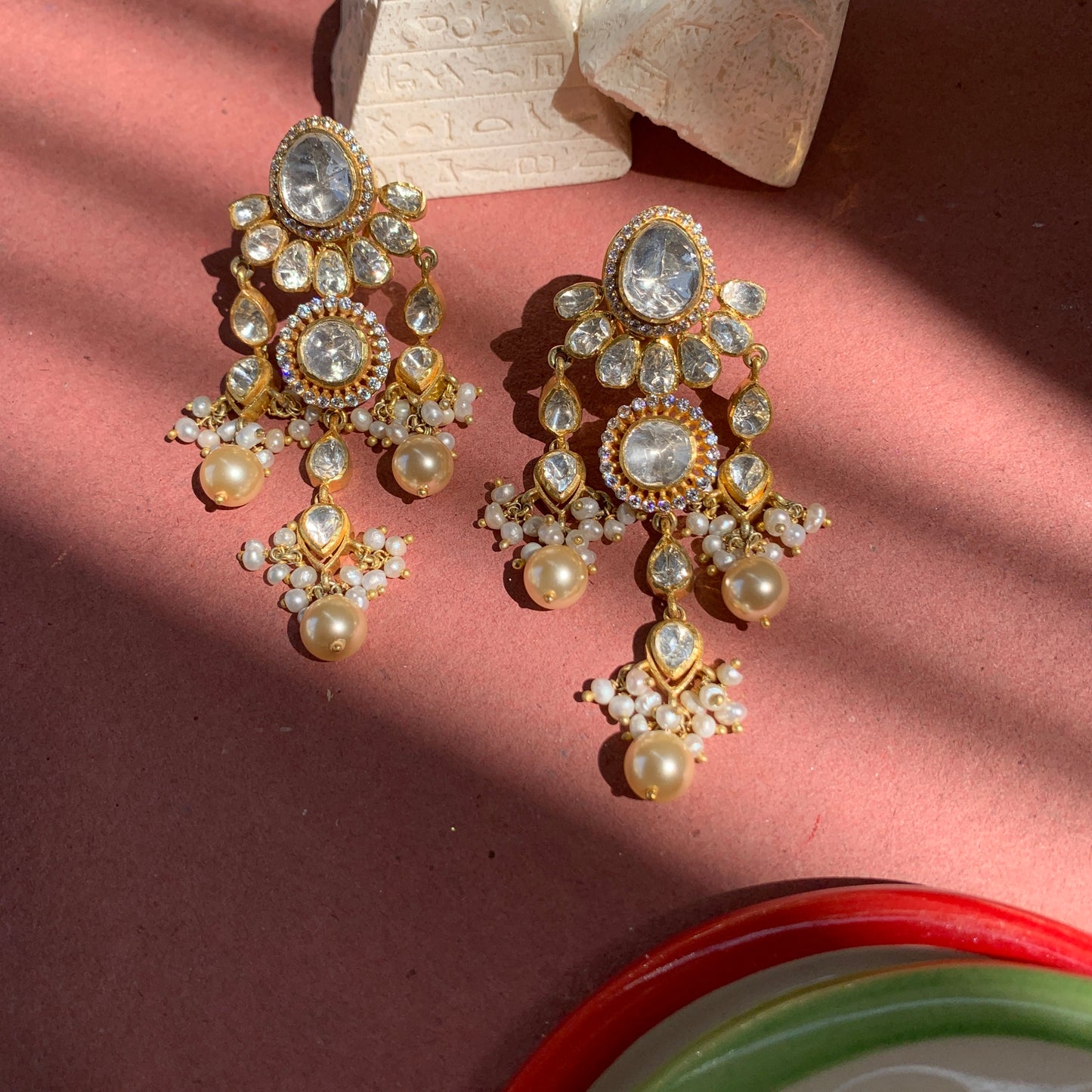 Polki Pearl Chandbalis
