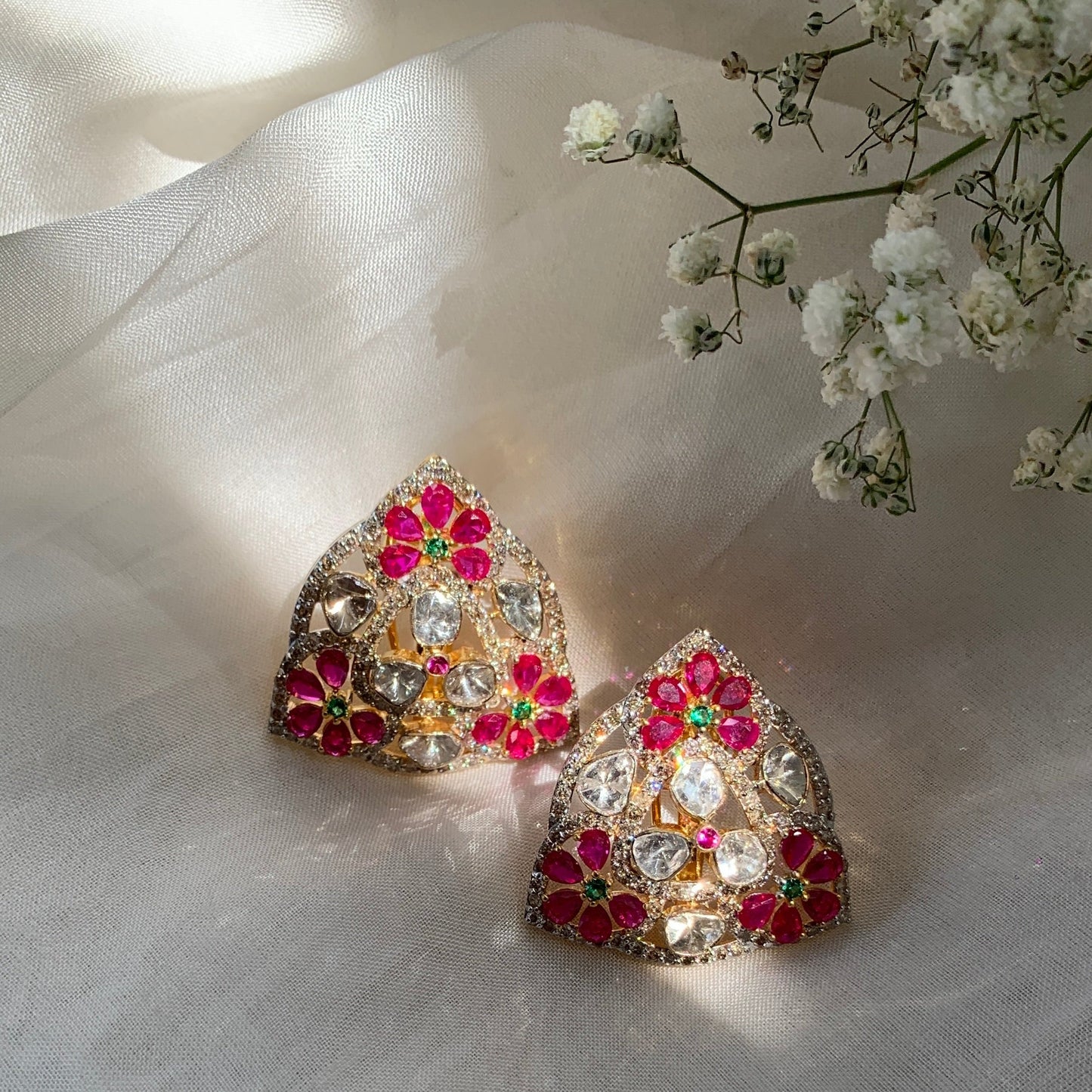 14k Gold Multicolor Diamond Gold Earrings