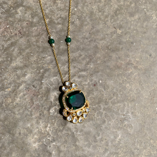 Emerald Polki Pendant