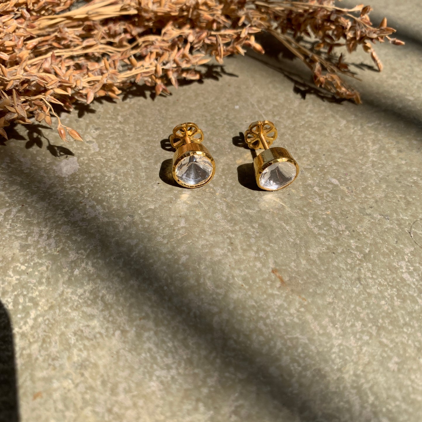 Round Polki Studs