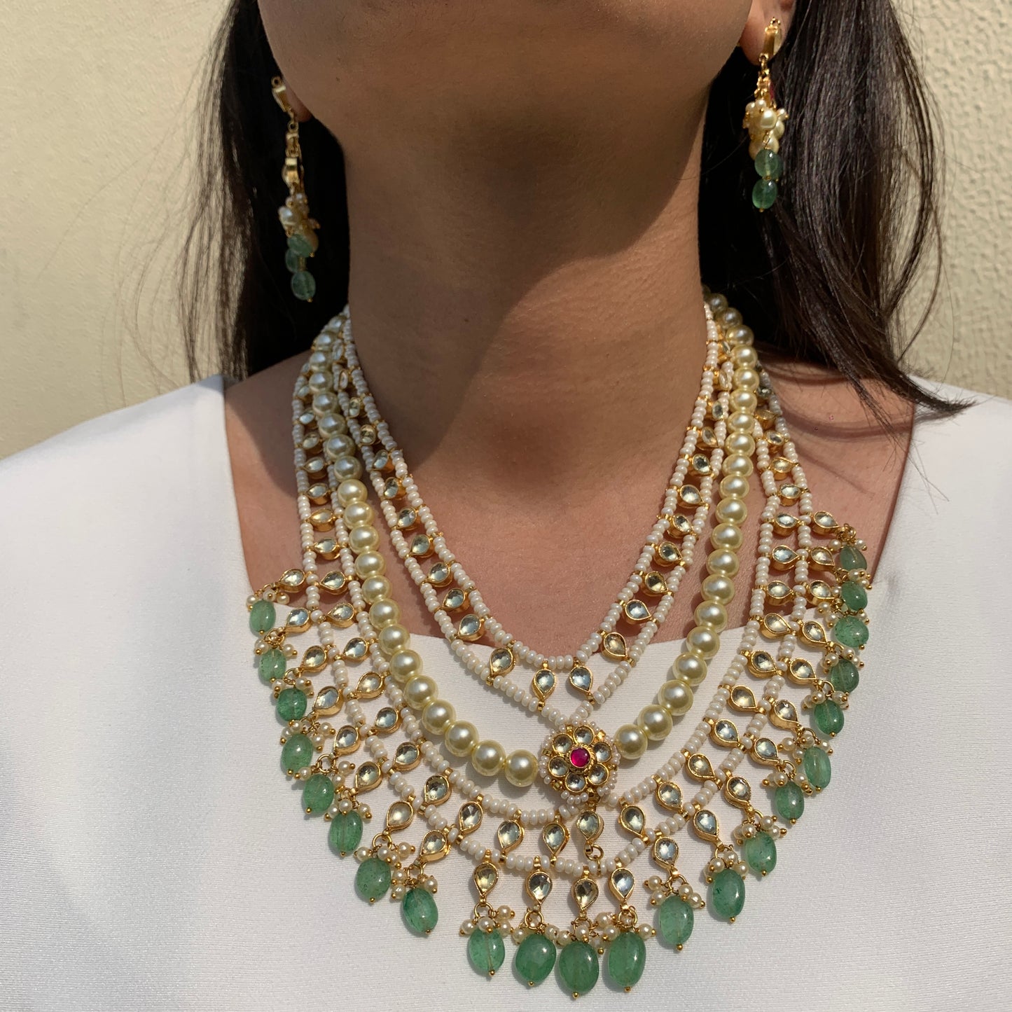 3 Layer Kundan Necklace Set