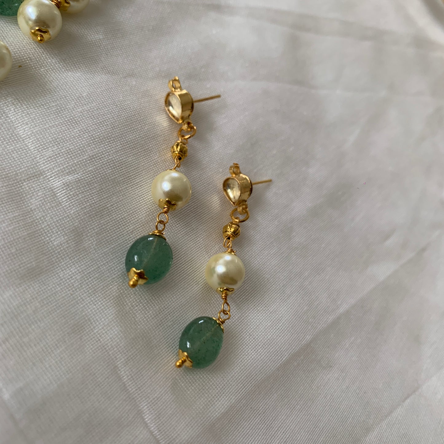 2 Layer Green Stone Choker Set