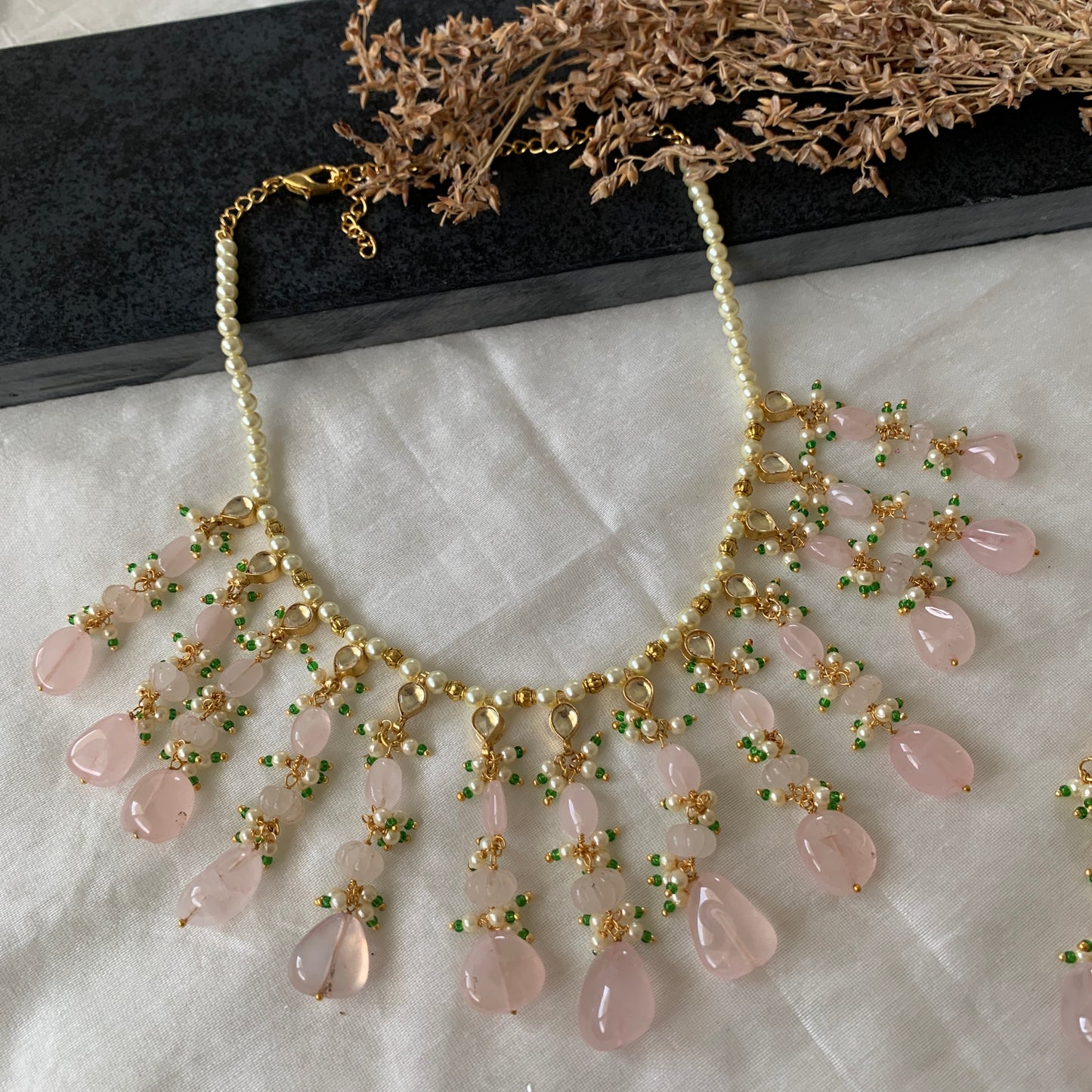 Pink Stone Layered Choker Set