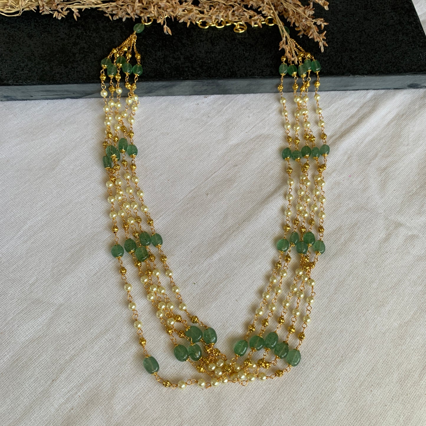 Green Stones Layered Mala Set