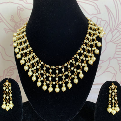 Criss-Cross White Necklace Set