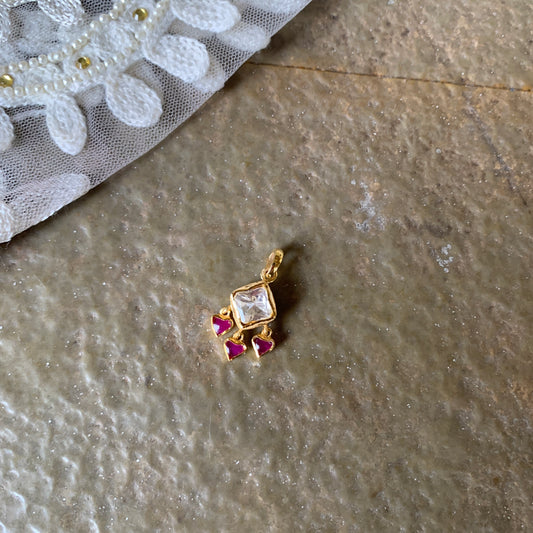 Heart Polki Pendant - Top Loop