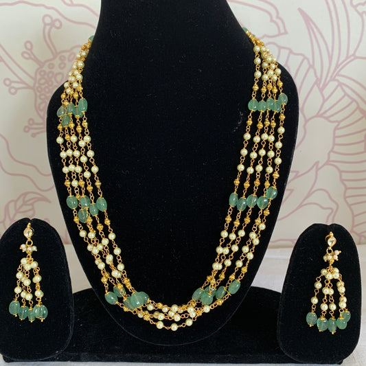 Green Stones Layered Mala Set