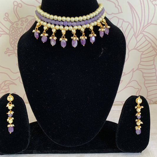 Purple Beads Choker Set
