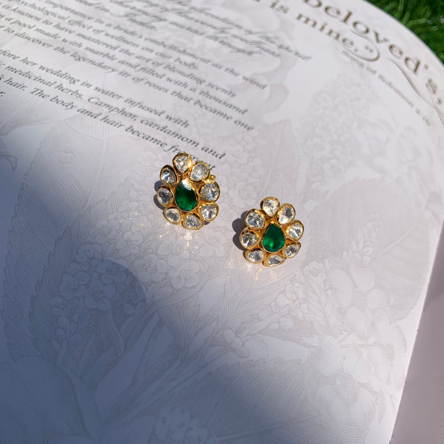 Small Green Polki Earrings