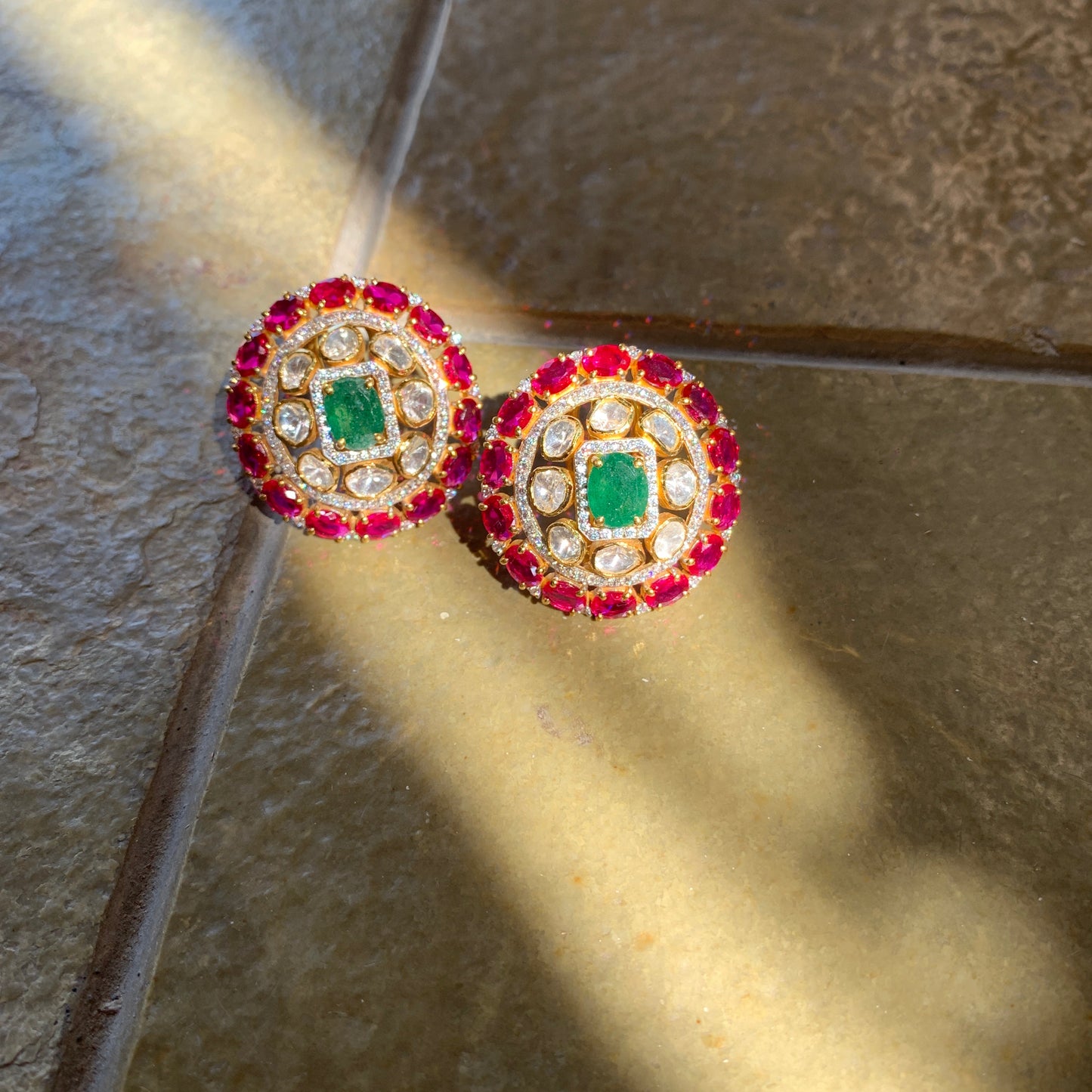 Multicolour Polki Earrings