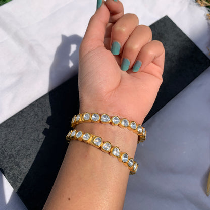 Single Line Polki Bangles - Set of 2