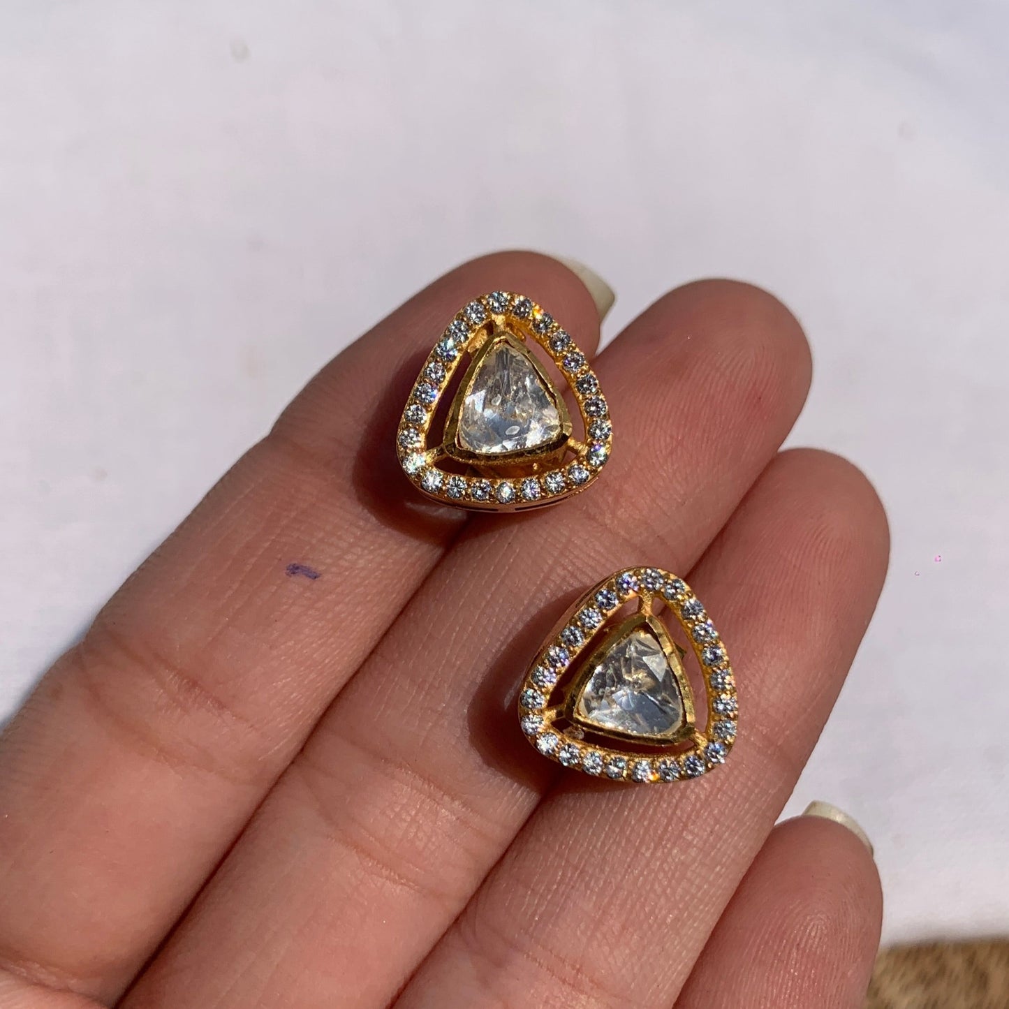 Triangle Kundan Studs