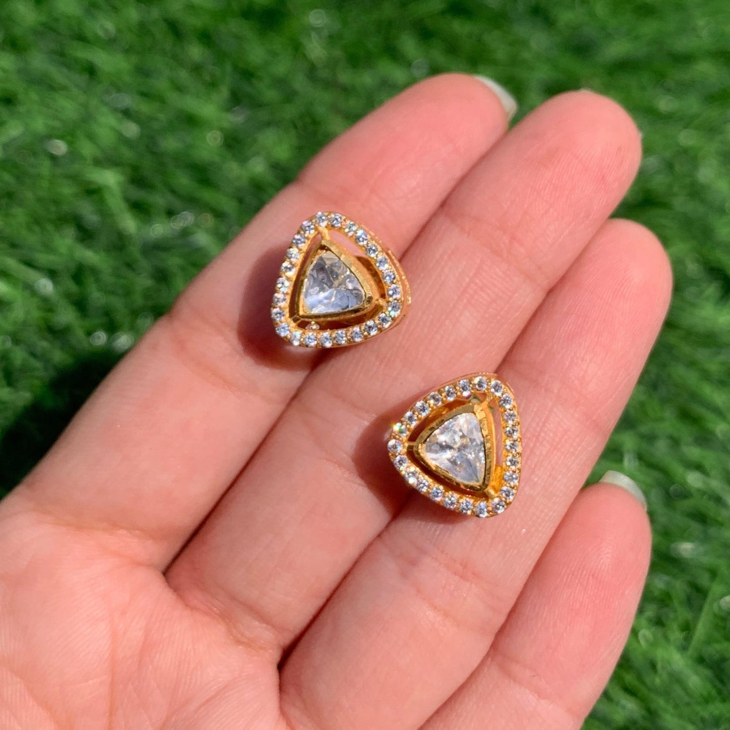 Triangle Kundan Studs