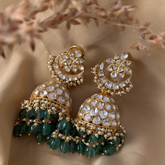 Emerald Polki Jhumkis