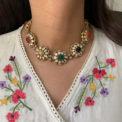 Navratan Polki Choker Set