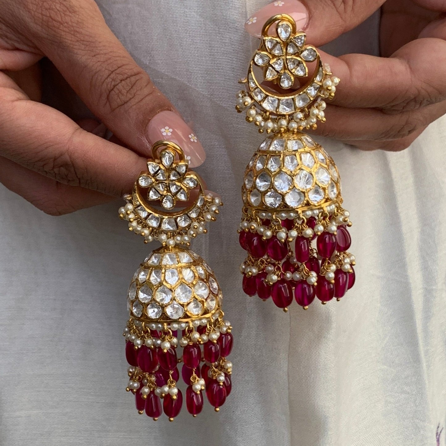 Vahaan Ruby Polki Jhumkis