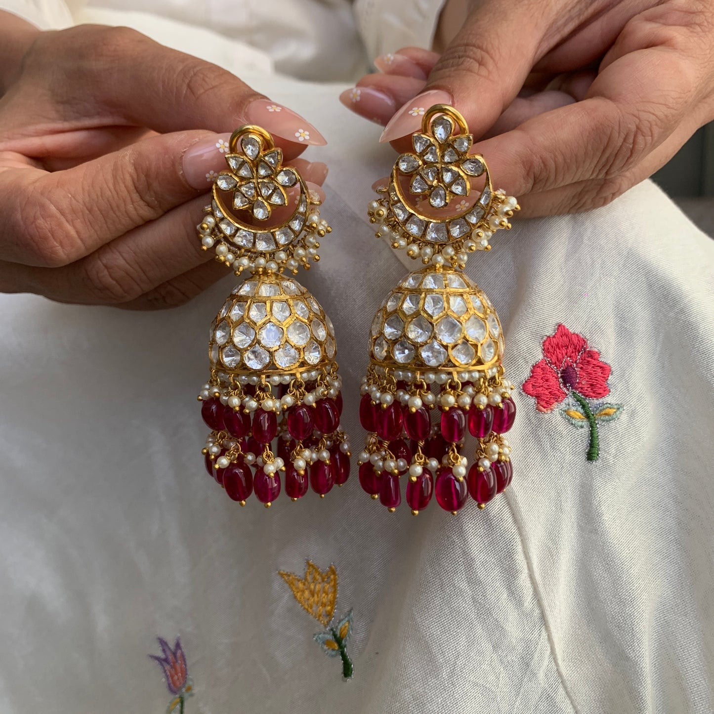 Vahaan Ruby Polki Jhumkis