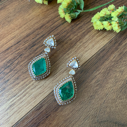 Akoya Emerald Polki Earrings