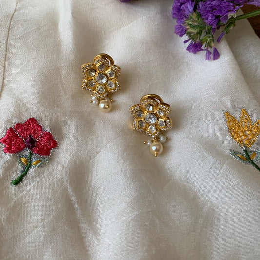 Flower Cut Polki Earrings