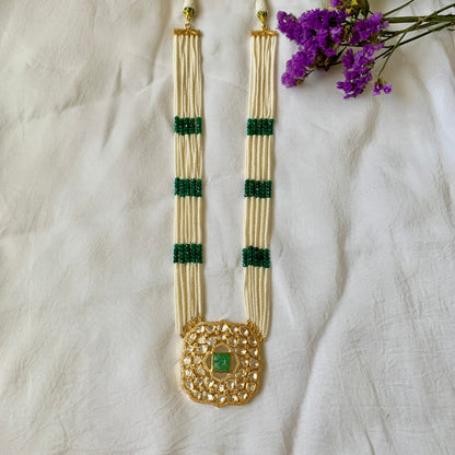 Carved Emerald Long Necklace