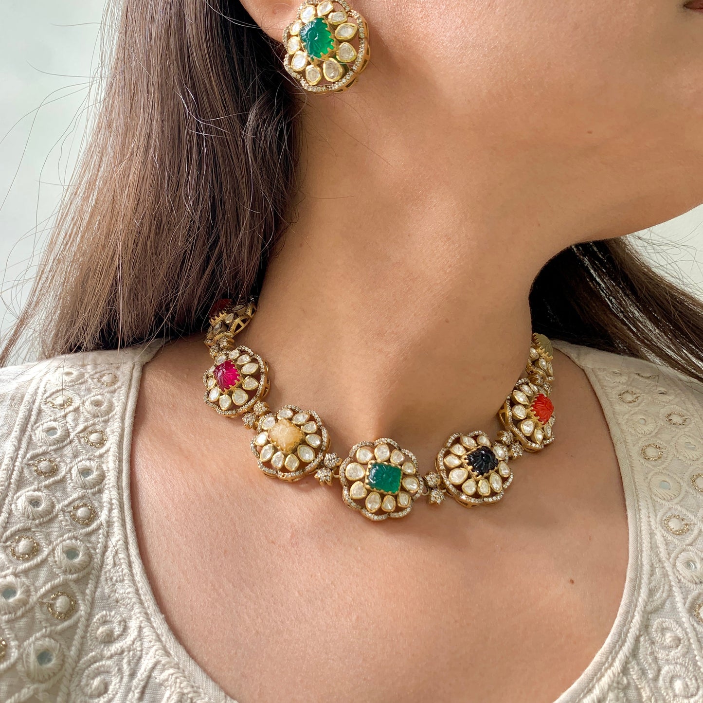 Navratan Polki Choker Set