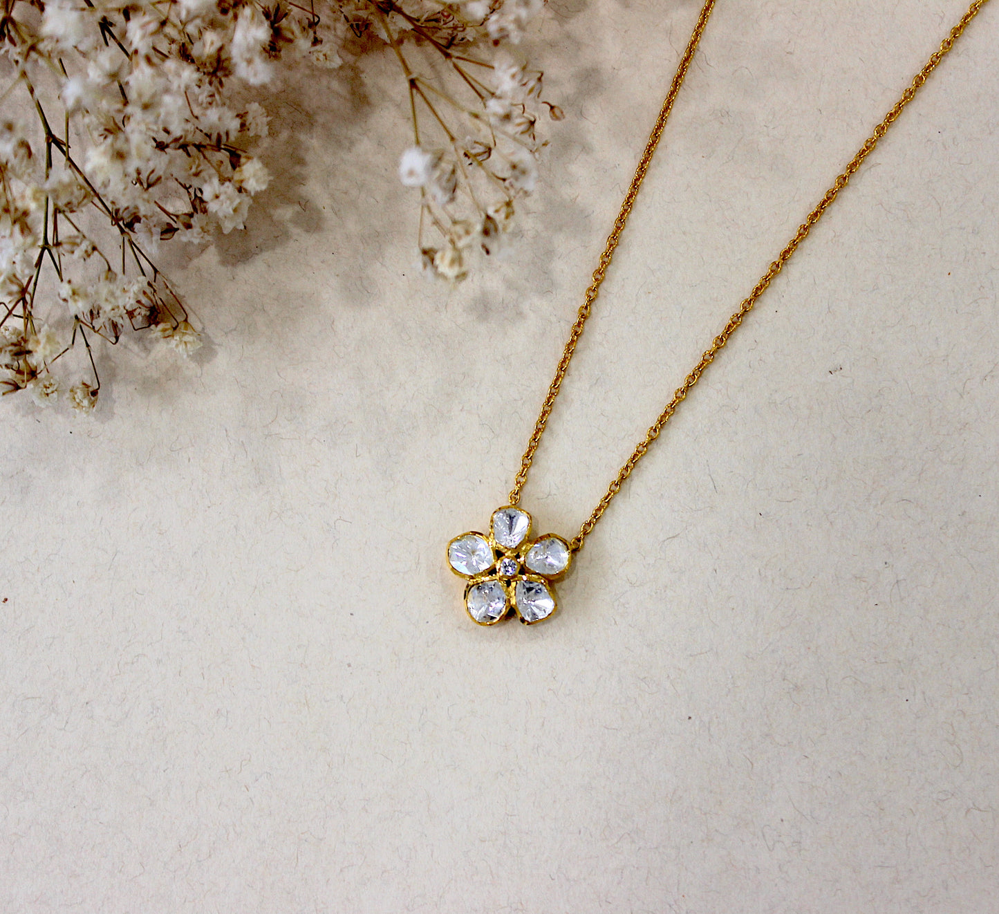 Floral Polki Pendant Set