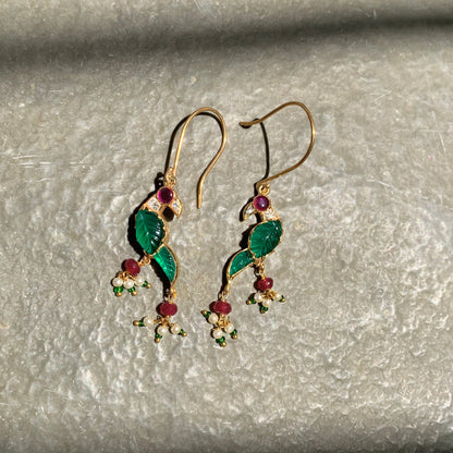Carved Bird Earrings