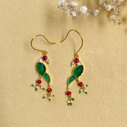 Carved Bird Earrings