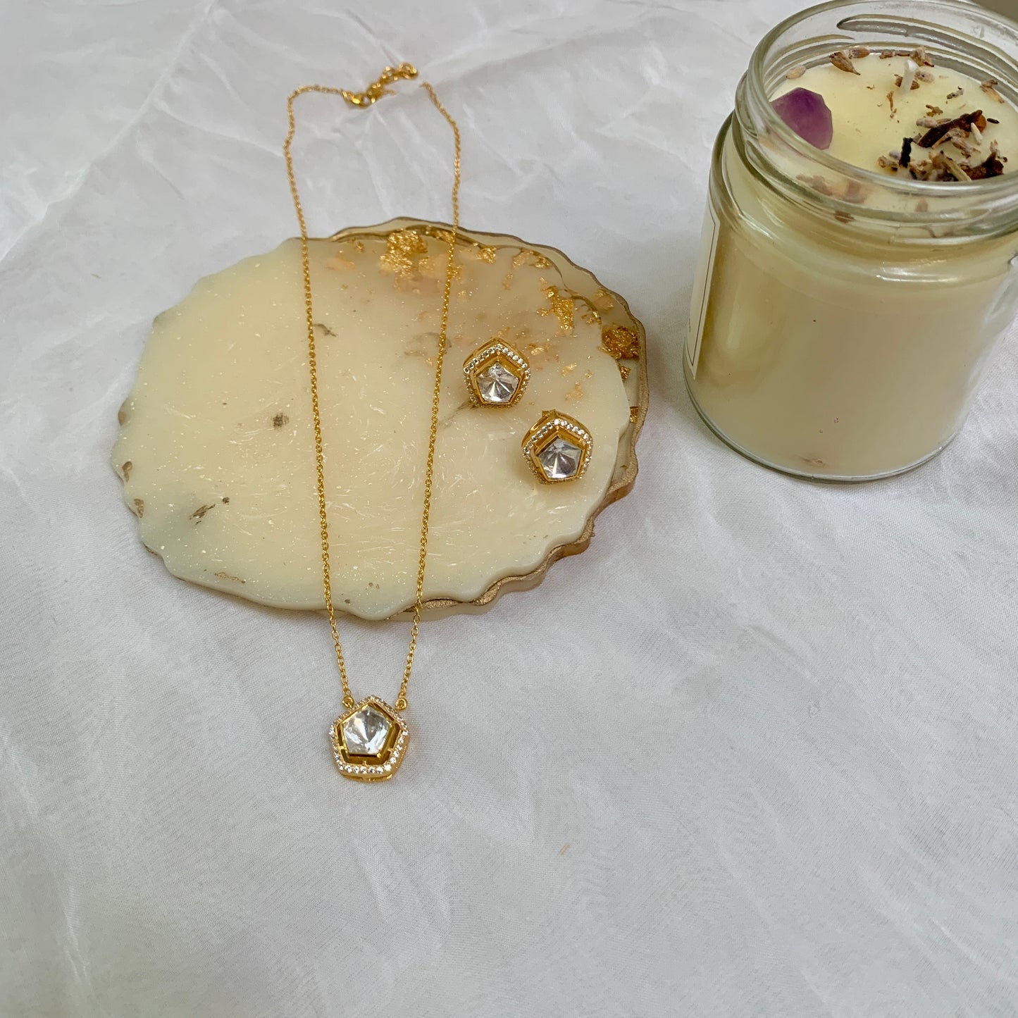 Pentagon Polki Necklace Set