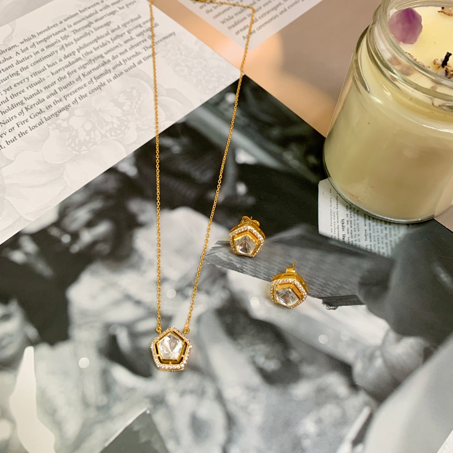Pentagon Polki Necklace Set