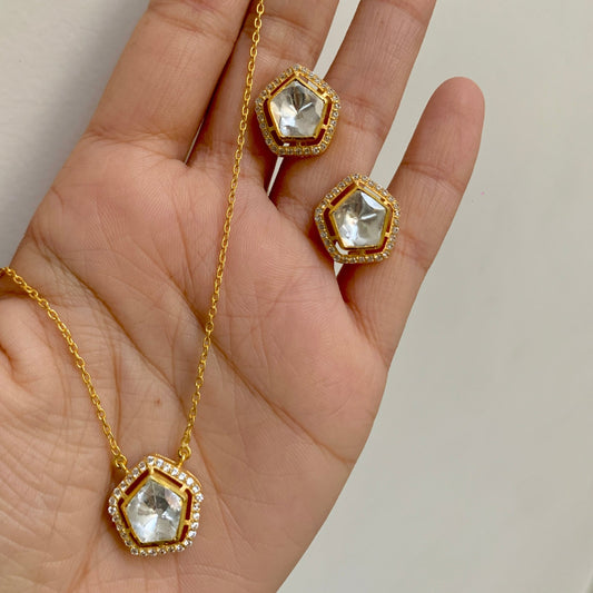 Pentagon Polki Necklace Set