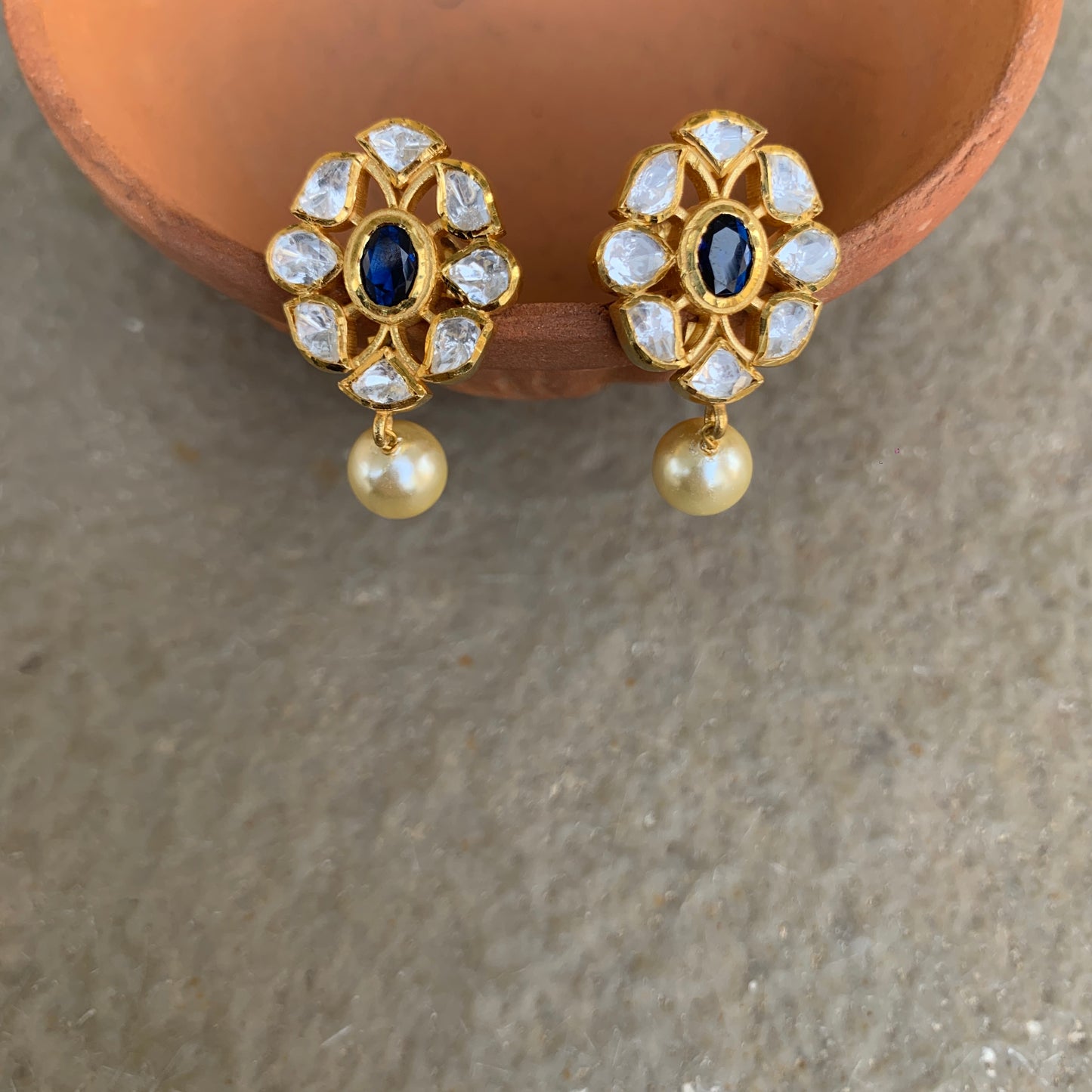 Blue Roheen Pearl Earrings