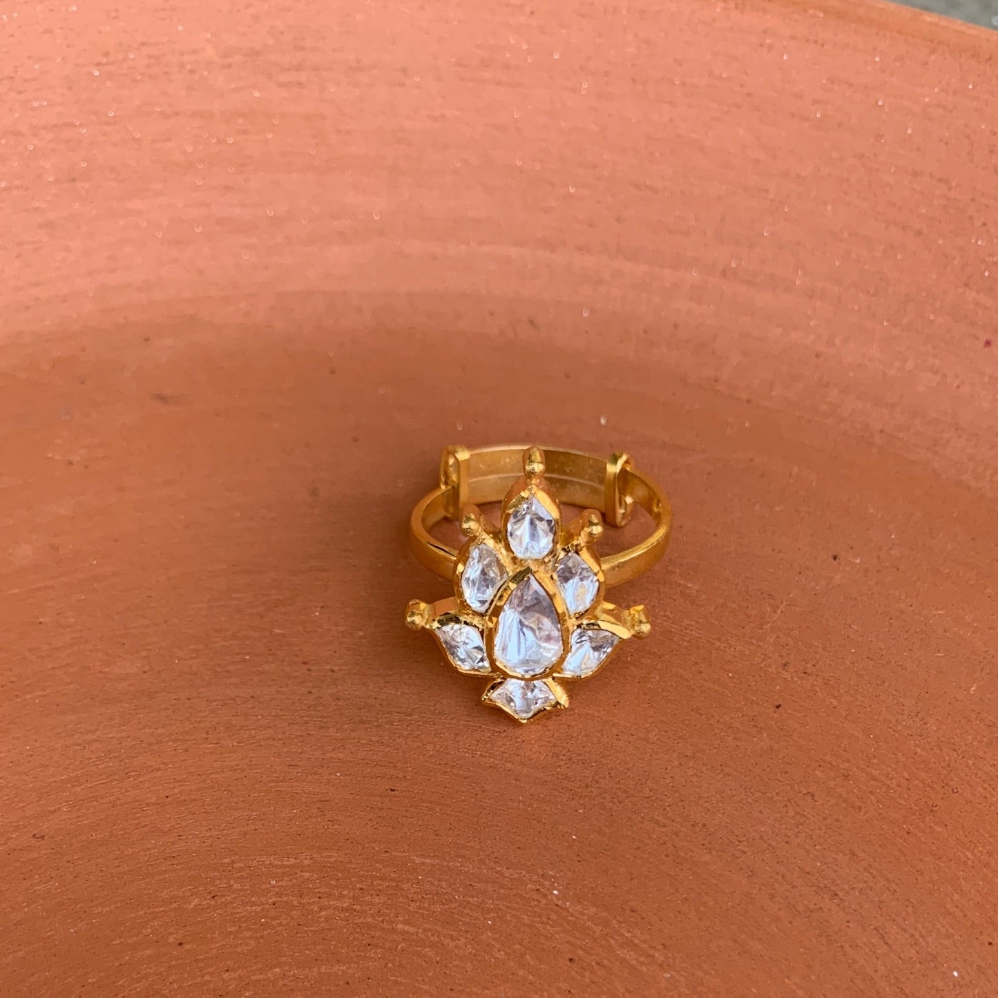 Lotus Polki Ring