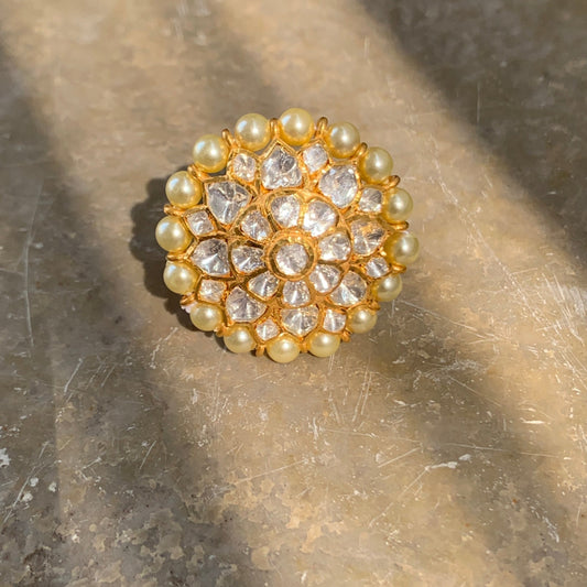 Pearl Polki Ring