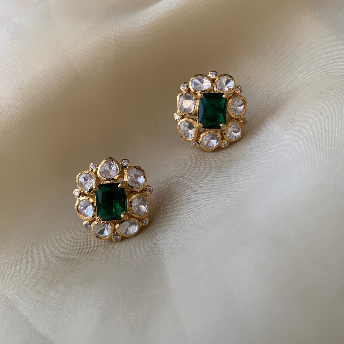 Green Polki Earrings
