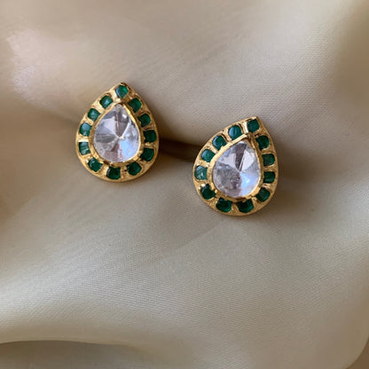 Green Meenakari Studs
