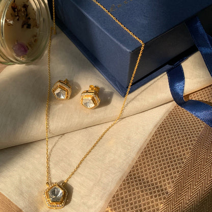 Pentagon Polki Necklace Set