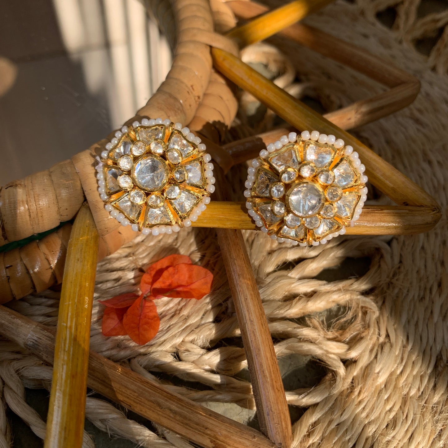 Pearl Polki Studs