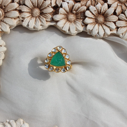 Carved Emerald Ring